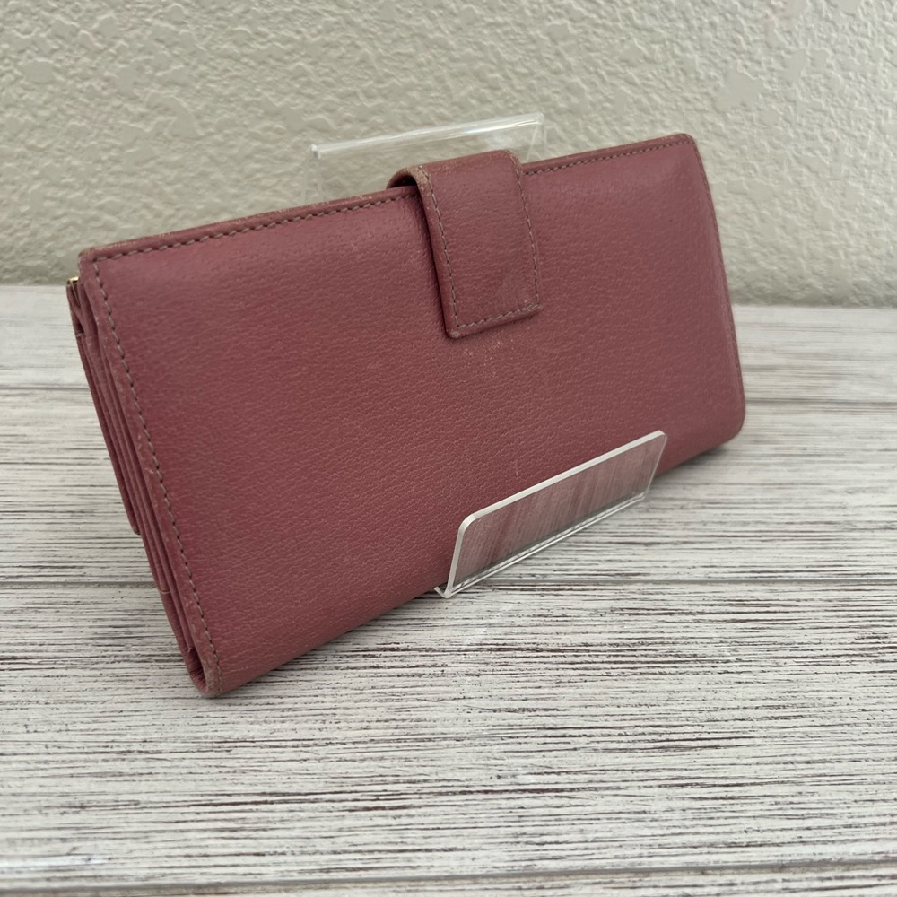 GUCCI Rose Pink Leather Continental Wallet with Gold Script Logo - Picture 3 of 11